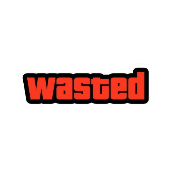 Wasted – Funny Gaming Sticker - Image 4